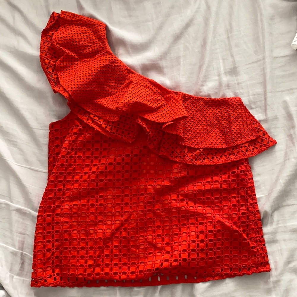 J. Crew One Shoulder Ruffle Top